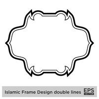 islamique Cadre conception double lignes noir accident vasculaire cérébral silhouettes conception pictogramme symbole visuel illustration vecteur