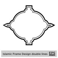 islamique Cadre conception double lignes noir accident vasculaire cérébral silhouettes conception pictogramme symbole visuel illustration vecteur