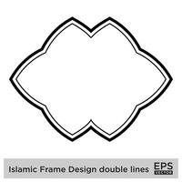 islamique Cadre conception double lignes noir accident vasculaire cérébral silhouettes conception pictogramme symbole visuel illustration vecteur