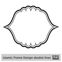 islamique Cadre conception double lignes noir accident vasculaire cérébral silhouettes conception pictogramme symbole visuel illustration vecteur