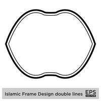 islamique Cadre conception double lignes noir accident vasculaire cérébral silhouettes conception pictogramme symbole visuel illustration vecteur