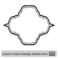 islamique Cadre conception double lignes noir accident vasculaire cérébral silhouettes conception pictogramme symbole visuel illustration vecteur