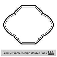 islamique Cadre conception double lignes noir accident vasculaire cérébral silhouettes conception pictogramme symbole visuel illustration vecteur