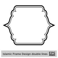 islamique Cadre conception double lignes noir accident vasculaire cérébral silhouettes conception pictogramme symbole visuel illustration vecteur