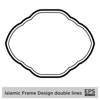 islamique Cadre conception double lignes noir accident vasculaire cérébral silhouettes conception pictogramme symbole visuel illustration vecteur