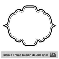 islamique Cadre conception double lignes noir accident vasculaire cérébral silhouettes conception pictogramme symbole visuel illustration vecteur