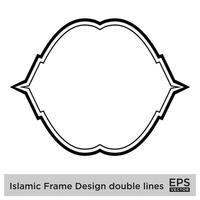 islamique Cadre conception double lignes noir accident vasculaire cérébral silhouettes conception pictogramme symbole visuel illustration vecteur