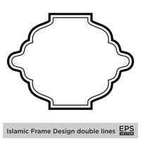 islamique Cadre conception double lignes noir accident vasculaire cérébral silhouettes conception pictogramme symbole visuel illustration vecteur