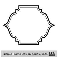 islamique Cadre conception double lignes noir accident vasculaire cérébral silhouettes conception pictogramme symbole visuel illustration vecteur