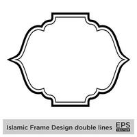 islamique Cadre conception double lignes noir accident vasculaire cérébral silhouettes conception pictogramme symbole visuel illustration vecteur