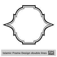 islamique Cadre conception double lignes noir accident vasculaire cérébral silhouettes conception pictogramme symbole visuel illustration vecteur