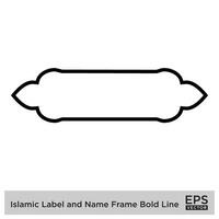 islamique étiquette et Nom Cadre audacieux ligne contour linéaire noir accident vasculaire cérébral silhouettes conception pictogramme symbole visuel illustration vecteur