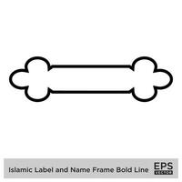 islamique étiquette et Nom Cadre audacieux ligne contour linéaire noir accident vasculaire cérébral silhouettes conception pictogramme symbole visuel illustration vecteur