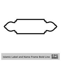 islamique étiquette et Nom Cadre audacieux ligne contour linéaire noir accident vasculaire cérébral silhouettes conception pictogramme symbole visuel illustration vecteur