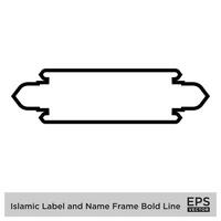 islamique étiquette et Nom Cadre audacieux ligne contour linéaire noir accident vasculaire cérébral silhouettes conception pictogramme symbole visuel illustration vecteur