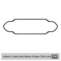 islamique étiquette et Nom Cadre mince ligne noir accident vasculaire cérébral silhouettes conception pictogramme symbole visuel illustration vecteur