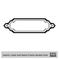 islamique étiquette et Nom Cadre double lignes contour linéaire noir accident vasculaire cérébral silhouettes conception pictogramme symbole visuel illustration vecteur