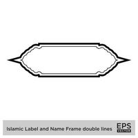 islamique étiquette et Nom Cadre double lignes contour linéaire noir accident vasculaire cérébral silhouettes conception pictogramme symbole visuel illustration vecteur