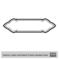 islamique étiquette et Nom Cadre double lignes contour linéaire noir accident vasculaire cérébral silhouettes conception pictogramme symbole visuel illustration vecteur