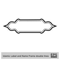 islamique étiquette et Nom Cadre double lignes contour linéaire noir accident vasculaire cérébral silhouettes conception pictogramme symbole visuel illustration vecteur