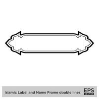 islamique étiquette et Nom Cadre double lignes contour linéaire noir accident vasculaire cérébral silhouettes conception pictogramme symbole visuel illustration vecteur