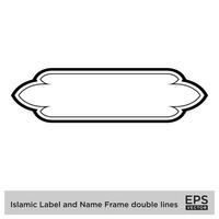 islamique étiquette et Nom Cadre double lignes contour linéaire noir accident vasculaire cérébral silhouettes conception pictogramme symbole visuel illustration vecteur