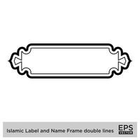 islamique étiquette et Nom Cadre double lignes contour linéaire noir accident vasculaire cérébral silhouettes conception pictogramme symbole visuel illustration vecteur