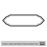 islamique étiquette et Nom Cadre double lignes contour linéaire noir accident vasculaire cérébral silhouettes conception pictogramme symbole visuel illustration vecteur