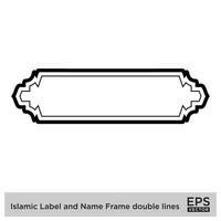 islamique étiquette et Nom Cadre double lignes contour linéaire noir accident vasculaire cérébral silhouettes conception pictogramme symbole visuel illustration vecteur