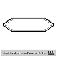 islamique étiquette et Nom Cadre double lignes contour linéaire noir accident vasculaire cérébral silhouettes conception pictogramme symbole visuel illustration vecteur