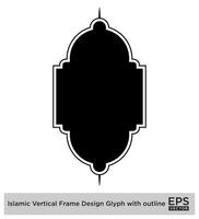 islamique verticale Cadre conception glyphe avec contour noir rempli silhouettes conception pictogramme symbole visuel illustration vecteur