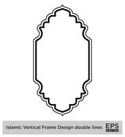 islamique verticale Cadre conception double lignes noir accident vasculaire cérébral silhouettes conception pictogramme symbole visuel illustration vecteur