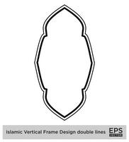 islamique verticale Cadre conception double lignes noir accident vasculaire cérébral silhouettes conception pictogramme symbole visuel illustration vecteur