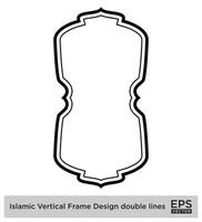 islamique verticale Cadre conception double lignes noir accident vasculaire cérébral silhouettes conception pictogramme symbole visuel illustration vecteur