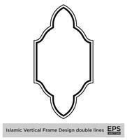 islamique verticale Cadre conception double lignes noir accident vasculaire cérébral silhouettes conception pictogramme symbole visuel illustration vecteur