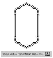 islamique verticale Cadre conception double lignes noir accident vasculaire cérébral silhouettes conception pictogramme symbole visuel illustration vecteur