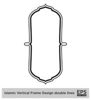 islamique verticale Cadre conception double lignes noir accident vasculaire cérébral silhouettes conception pictogramme symbole visuel illustration vecteur