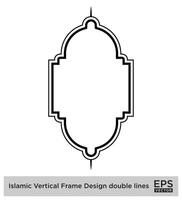 islamique verticale Cadre conception double lignes noir accident vasculaire cérébral silhouettes conception pictogramme symbole visuel illustration vecteur