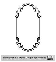 islamique verticale Cadre conception double lignes noir accident vasculaire cérébral silhouettes conception pictogramme symbole visuel illustration vecteur