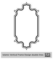 islamique verticale Cadre conception double lignes noir accident vasculaire cérébral silhouettes conception pictogramme symbole visuel illustration vecteur