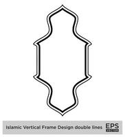 islamique verticale Cadre conception double lignes noir accident vasculaire cérébral silhouettes conception pictogramme symbole visuel illustration vecteur