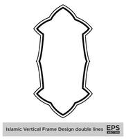 islamique verticale Cadre conception double lignes noir accident vasculaire cérébral silhouettes conception pictogramme symbole visuel illustration vecteur