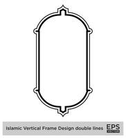 islamique verticale Cadre conception double lignes noir accident vasculaire cérébral silhouettes conception pictogramme symbole visuel illustration vecteur