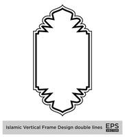 islamique verticale Cadre conception double lignes noir accident vasculaire cérébral silhouettes conception pictogramme symbole visuel illustration vecteur