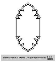 islamique verticale Cadre conception double lignes noir accident vasculaire cérébral silhouettes conception pictogramme symbole visuel illustration vecteur