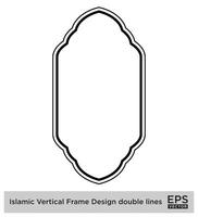 islamique verticale Cadre conception double lignes noir accident vasculaire cérébral silhouettes conception pictogramme symbole visuel illustration vecteur