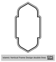 islamique verticale Cadre conception double lignes noir accident vasculaire cérébral silhouettes conception pictogramme symbole visuel illustration vecteur