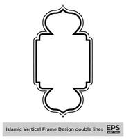 islamique verticale Cadre conception double lignes noir accident vasculaire cérébral silhouettes conception pictogramme symbole visuel illustration vecteur