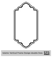 islamique verticale Cadre conception double lignes noir accident vasculaire cérébral silhouettes conception pictogramme symbole visuel illustration vecteur