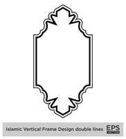 islamique verticale Cadre conception double lignes noir accident vasculaire cérébral silhouettes conception pictogramme symbole visuel illustration vecteur